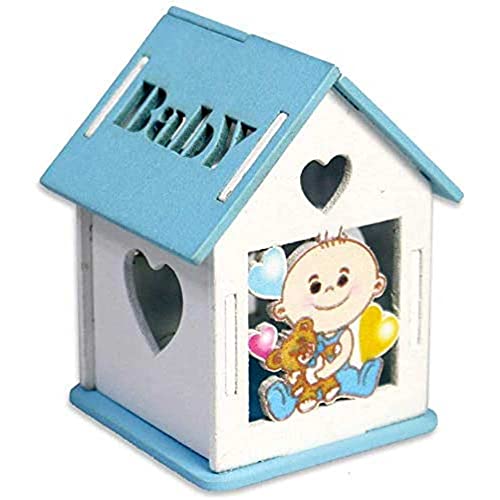 Vetrineinrete® Scatoline Portaconfetti 36 Pezzi A Forma Di Casetta Con Tetto Apribile Per Confetti Scatole Decorate Bomboniere Per Nascita Battesimo P