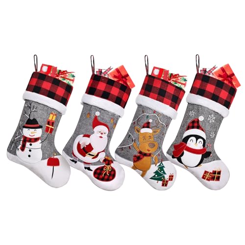 Duosheng & Elegant Calza Befana Vuote Grigio Calze Natalizie Da Appendere Personalizzate Con Nome 4 Pezzo Calza Di Natale Da Ricamare