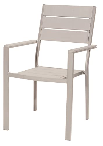Verdelook Tenerife Sedia Con Braccioli Effetto Legno, 58X55X88 Cm, Beige