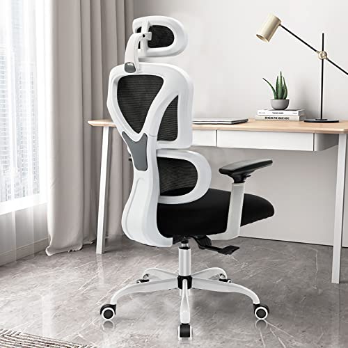 Kerdom Sedia Da Ufficio Ergonomica, Poltrona Ufficio Con Braccioli Pieghevoli E Poggiatesta Oscillante, Poltrona Girevole Con Supporto Lombare, Schien
