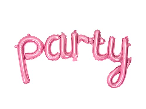 Partydeco Palloncino Foil Mylar Sagomato Scritta Party Rosa, 80 X 40 Cm