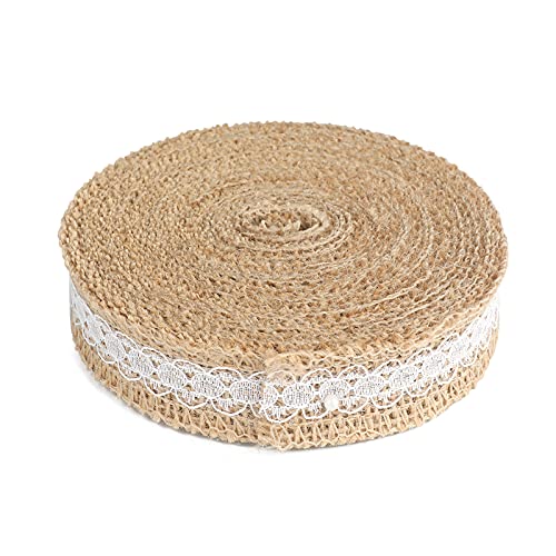 G2Plus 10 M Vintage Nastro Juta,Nastro Di Pizzo,Nastro Di Tela Di Iuta,Nastro Da Regalo, Nastro Con Pizzo, Per Feste E Decorazioni Per Matrimonio, Con