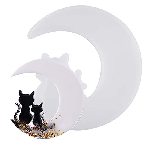 Stampi In Resina Epossidica, Stampi In Cristallo Di Silicone Trasparente, Gatto Seduto Sulla Luna, Stampo In Silicone Per Colata Per La Realizzazione