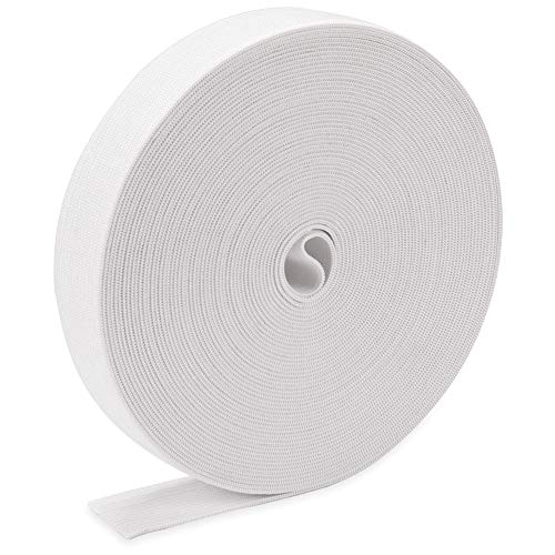 H&S Fettuccia Elastica Bianca - 10 M X 24 Mm - Elastico Per Cucito Da Merceria Elastico Bianco - Rotolo Fettuccine Elastiche Per Vestiti - Nastro Elas