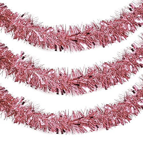 Belle Vous Ghirlanda Natalizia Scale (3Pz) - 3 M Ghirlanda Natalizia Rosa Oro Per Albero Di Natale - Ghirlanda Rosa Natale Per Pareti, Finestre, Ringh
