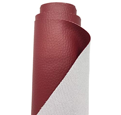A-Express Strutturato Tessuto Ecopelle Materiale Granulato Morbida Finta Pelle Vinile Materiale - Bordeaux 2 Metri (200Cm X 140Cm)