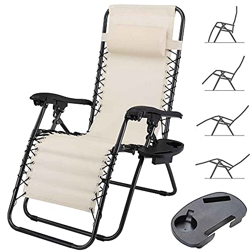 Bakaji Sedia Gravità Zero Sdraio Da Giardino Poltrona Relax Pieghevole Salvaspazio Con Vassoio Tubolari Acciaio 22Mm Reclinabile Tessuto In Texilene T