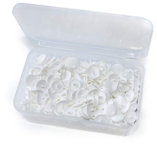 Reri Kam - Set Di 60 Bottoni A Pressione T5, In Plastica, Senza Cuciture, Colore: Bianco