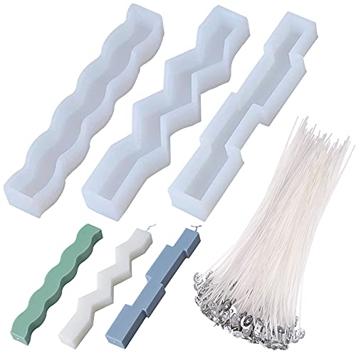 Cayway 3 Pz Stampo Silicone Per Candela Lunga Stampo In Resina Siliconica Candele Con 100 Pz Stoppino Di Candela Per Fabbricazione Di Candele, Stampi