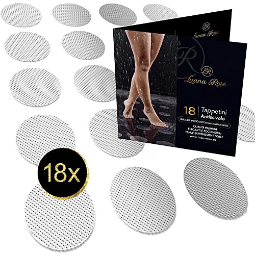 Luana Rose Strisce Adesive Premium Per Doccia E Vasca - Pad Adesivi Xxl 18 Pezzi - Antiscivolo Doccia E Vasca - Ø Circa 10 Cm - Adesivo Doccia E Vasca