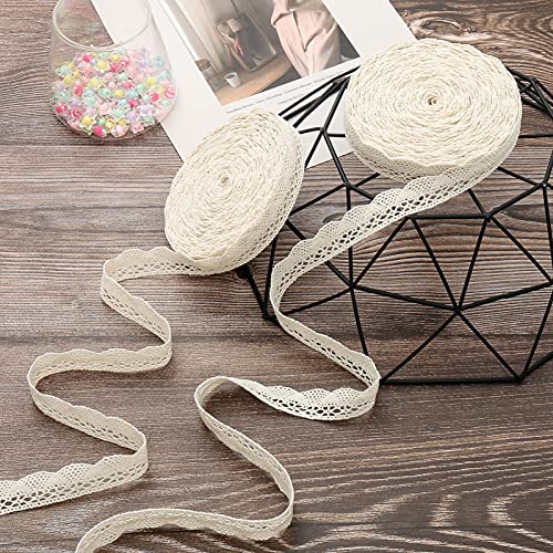 Dahi 26M Nastro In Pizzo Di Cotone Nastro Decorativo In Pizzo 2Cm Per Matrimonio, Decorazione Fai Da Te Colore Beige-E