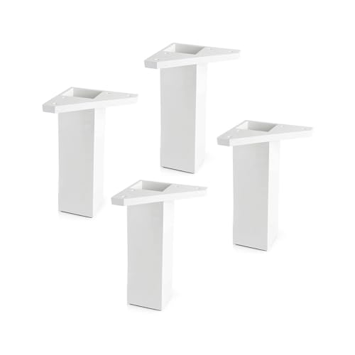 Pack 4 Patas Para Muebles Con Placa De Montaje - Elevadores De Muebles - Plástico Abs - Altura: 6 Cm - Color: Blanco - No Incluye Tornillos - Rei