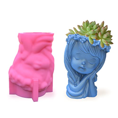 Diybravo Stampo In Silicone Per Vaso, Stampo Per Resina Argilla Cemento, Stampo Forma Di Ragazza Per Fai Da Te Stampo Porta Penna, Stampo Per Decorazi