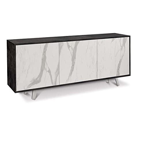 Madia Tre Ante Nero Ossido Marmo 177X41X H74 Cm