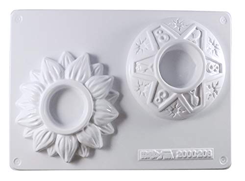 Stampo Con 2 Forme Portacandela Formine Molds Fiore Simboli Per Gesso Ceramico