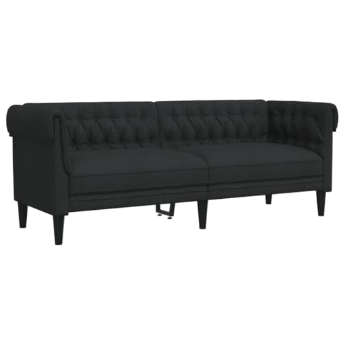 Vidaxl Divano Chesterfield A 3 Posti Nero In Tessuto