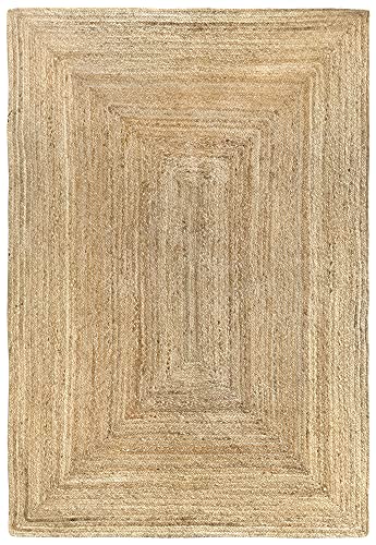Hamid - Tappeto Di Iuta Alhambra Colore Naturale, Tappeti 100% Fibra Di Iuta, Intrecciato A Mano, Tappeti Per Soggiorno, Sala Da Pranzo, Camera Da Let