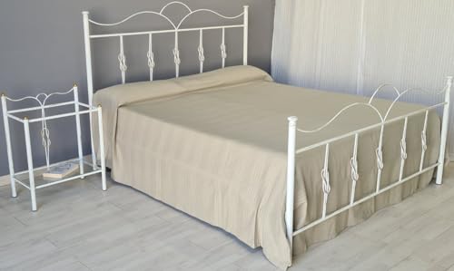 Aessegi Letto Matrimoniale In Ferro Battuto Fiocco (Bianco Sfumato Oro)