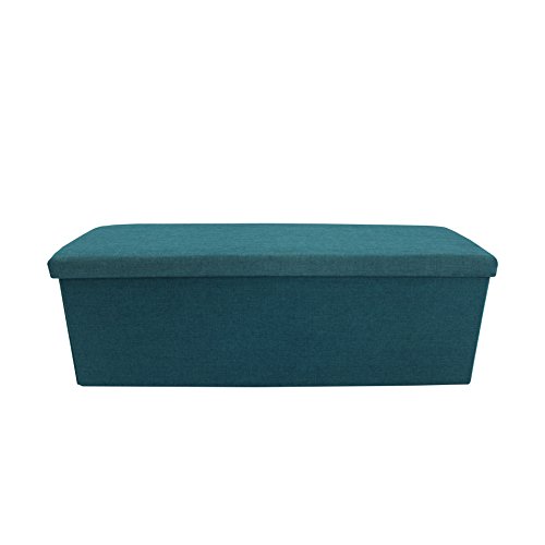 Rebecca Mobili Puff Portagiochi, Pouf Portaoggetti Turchese, Foderato Cotone, Apribile, Salvaspazio - Misure 37 X 110 X 38 Cm (Hxlxp) - Art. Re6174