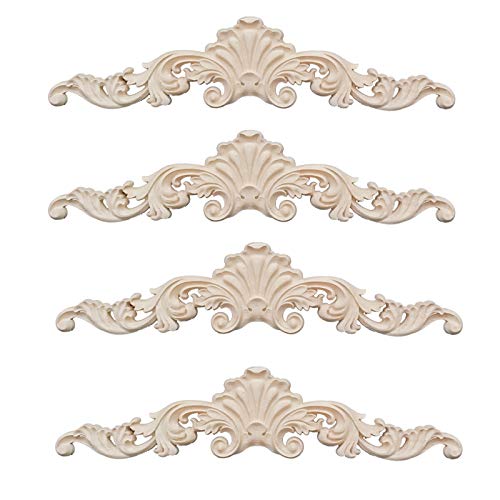 Mein Herz 4 Pcs Decoro In Legno Intagliato, Decorazione Applique In Legno,Applique Ad Angolo In Legno,Applique Lungo Intagliato,Adatto Per Porte, Mobi
