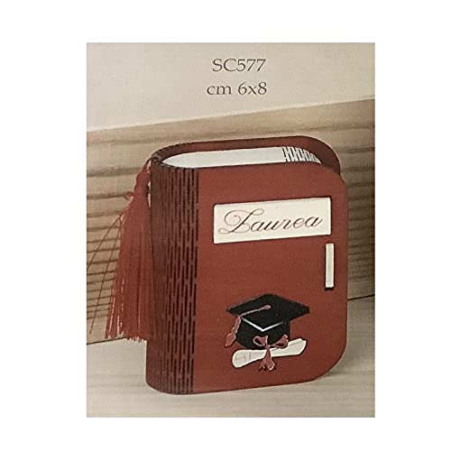 Formoso Bomboniera Laurea In Legno Rosso Porta Confetti A Forma Di Libro Tesi 6X8 Cm Confezione 6 Pz Art Sc577