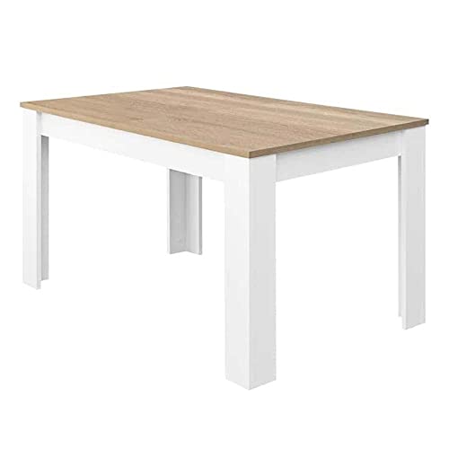 13Casa Vanilla A9 Tavolo Allungabile, 140 X 90 X 78 H Cm, Rovere, Bianco, Melamina, Melammina, Quadrato