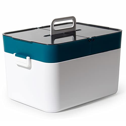 Theo&Cleo - Contenitore Per Medicinali, Grande, Kit Di Pronto Soccorso, Scatola Per Medicinali, Xxl, Stile Vintage, Verde Scuro