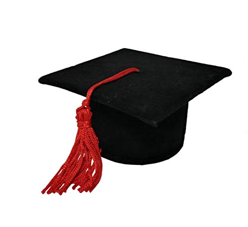 Puntocasastore 24 Pz Scatolina Tocco Cappello Laurea Nero In Velluto Con Nappina 7X7X3,7 Cm Bomboniera Portaconfetti Laurea Festa Party