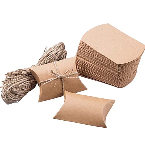 Newaner 100 Pzsacchi Sacchetti Da Regalo, 9*7*2.4Cm Scatole Regalo, Scatola Di Caramelle Con Corda Da 40 Cm, Ottima Confezione Per Matrimoni, Scatole