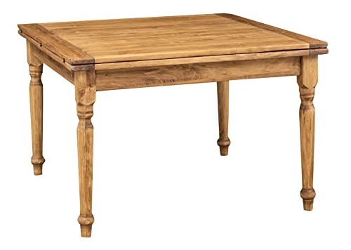 Biscottini Tavolo Quadrato Allungabile L120Xpr120Xh80 Naturale - Tavolo Cucina Allungabile In Legno Massello Made In Italy - Tavolo Da Pranzo Allungab