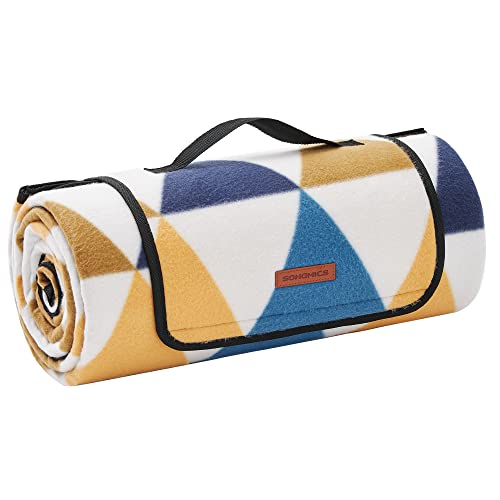 Songmics Coperta Picnic, 200 X 200 Cm, Grande Telo Da Campeggio, Parco, Giardino, Esterno, Spiaggia, Strato Impermeabile, Pieghevole, Motivo Triangola