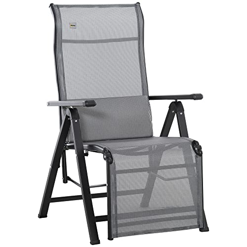 Outsunny Sedia Sdraio Da Giardino Zero Gravity Pieghevole E Reclinabile A 9 Livelli Con Cuscino Lombare, Grigio