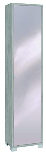 Mobile Colonna 1 Anta Con Specchio Naturale H190 L43 P29 Cm Colore Cemento 744Spk