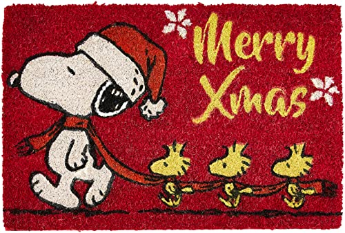 Excelsa Peanuts Christmas Zerbino Ingresso, Fibra Di Cocco, Rosso, 40 X 60 Cm