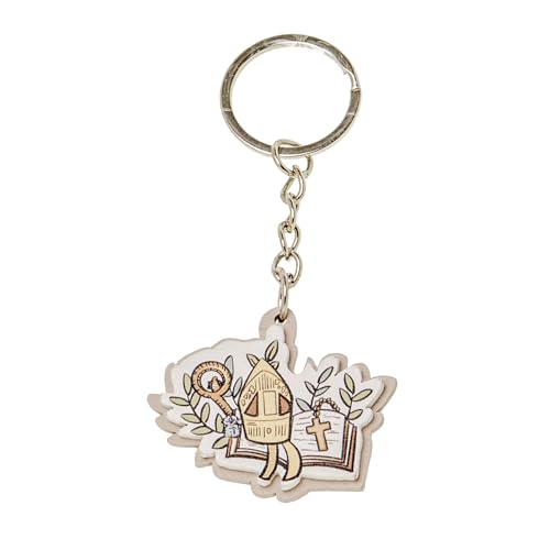 Formoso Bomboniera Bomboniera Portachiavi Con Simbolo Cresima In Legno 5 Cm Confezione 12 Pz Art Sc667