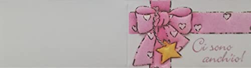 Cartotecnica Italiana 100 Pz Bigliettini Bomboniera Battesimo Nascita Femminili Con Scritta Ci Sono Anch'Io Con Dettagli Grafici Color Oro Impaginati