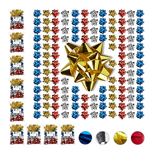 Relaxdays Set Da 1000 Fiocchetti Per Pacchetti Regalo, Autoadesivi, Stelle Decorative Per Natale E Compleanni, Ø 5 Cm, Colorati