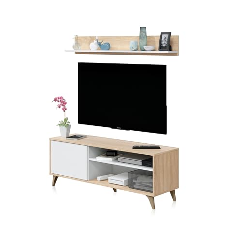 Habitdesign Mobile Ripiano, Legno Ingegnerizzato, Modulo Tv, 135 Cm (Ancho) X 50 Cm (Alto) 40 Cm (Fondo)