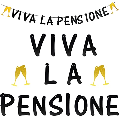 Striscioni Pensione Festone Pensione Decorazioni Addobbi Pensione Bandierine Banner Bandera Gadget Viva La Pensione