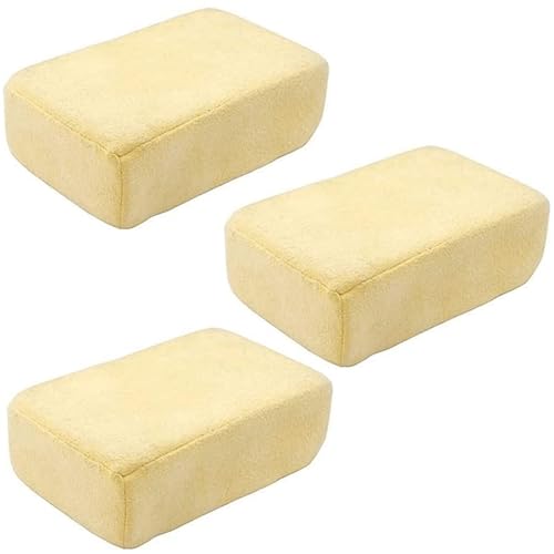 3X Spugne In Pelle Di Daino, Naturale Asciugatura Per Auto, Lucida Cruscotto, Finestra, Specchietti,Per Asciugatura Vetri, Senza Graffi