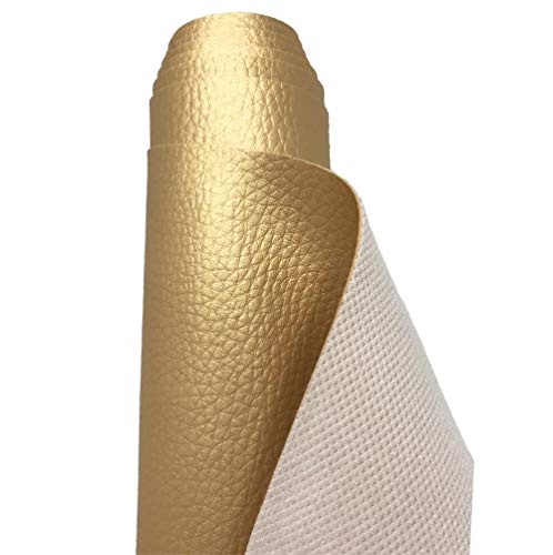 A-Express Strutturato Tessuto Ecopelle Materiale Granulato Morbida Finta Pelle Vinile Materiale - Oro 2 Metri (200Cm X 140Cm)