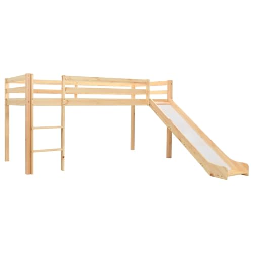 Vidaxl Letto A Castello Con Scivolo E Scala Letto A Soppalco Cameretta Per Bambini Con Resistente Comoda Solida Stile Da Favola In Pino 97X208Cm