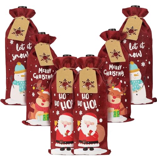 Colofalla 6Set Sacchetti Regalo Di Natale Con Coulisse Sacchetti Calendario Avvento Sacchetti Babbo Natale Etichette Regalo Natale Decorazioni Nataliz