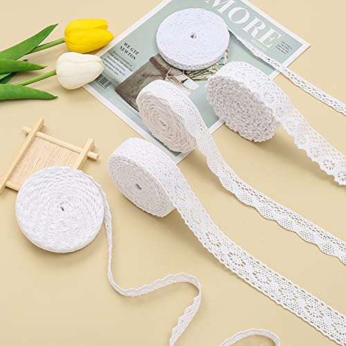 Dahi 30M Nastro Di Pizzo Cotone Bianco Nastro Decorativo In Pizzo Per Matrimonio, Decorazione Fai Da Te