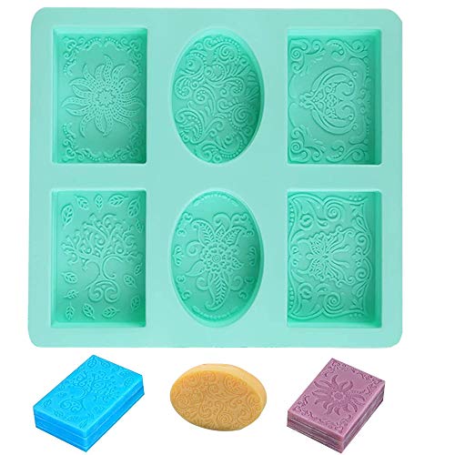 Stampi Per Sapone, Stampo Silicone Sapone 6 Cavità, Forma Rettangolare E Ovale,Stampi Fai Da Te Sapone,Stampo Sapone Handmade Per Sapone, Cioccolato,