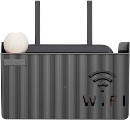 Scatola Router E Prese Wifi Da Muro, Mensola Di Immagazzinaggio Nascondi Cavi Da Parete, (Color:Nero)