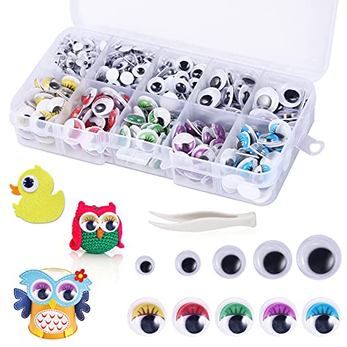 Unoliga Occhietti Adesivi Per Lavoretti, 430Pcs Occhi Finti Occhi Autoadesivi Per Pupazzetti In Amigurumi Con Dei Pon Pon, Divertenti Occhi Con Ciglia