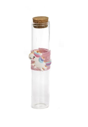 24 Pezzi Fialetta Tubetto Per Confetti Rosa Con Unicorno 12Cm In Vetro, Resina E Stoffa Mandorle Bomboniere Bomboniera Nascita, Battesimo, Compleanno
