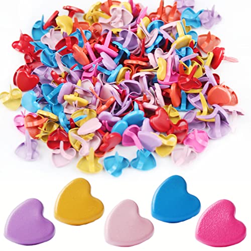 O5O2 150 Pezzi Fermacampioni,Fermacampioni Piccoli,Mini Fermacampioni Colorati A Forma Di Cuore,Metallo Elementi Di Fissaggio In Carta,Per Lavoretti C