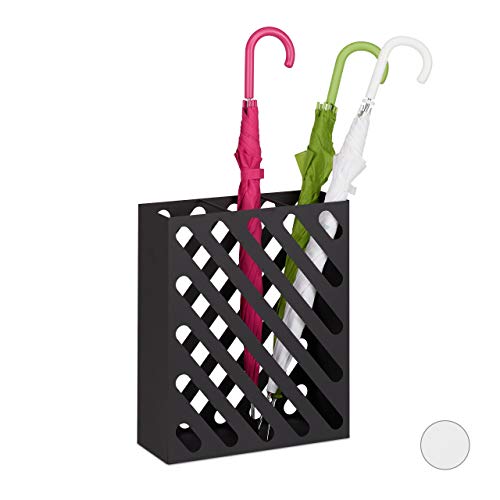Relaxdays, Nero Portaombrelli Xl, Supporto Rettangolare Per Ombrelli E Bastoni, Acciaio, Portatile, 15Cm, 48 X 40 X 15 Cm